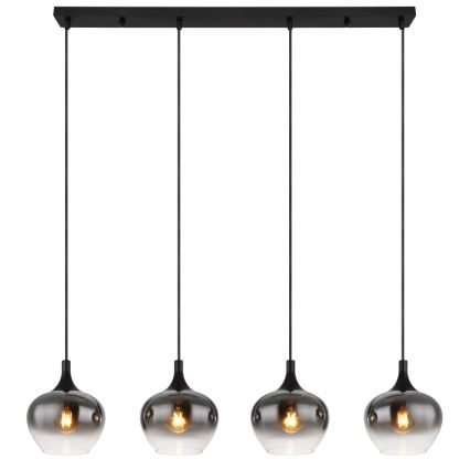 Globo - Cable-suspended pendant light 4xE27/40W/230V black