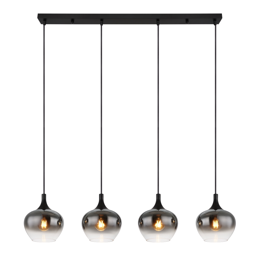Globo - Cable-suspended pendant light 4xE27/40W/230V black