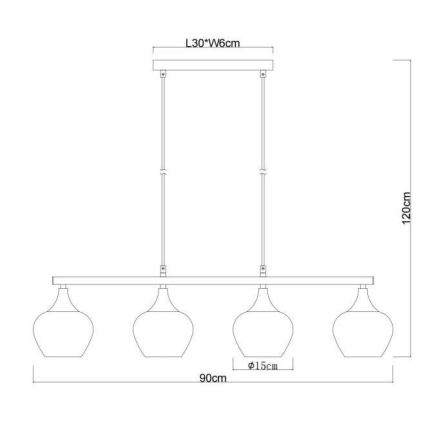 Globo - Chandelier on a string 4xE27/40W/230V black