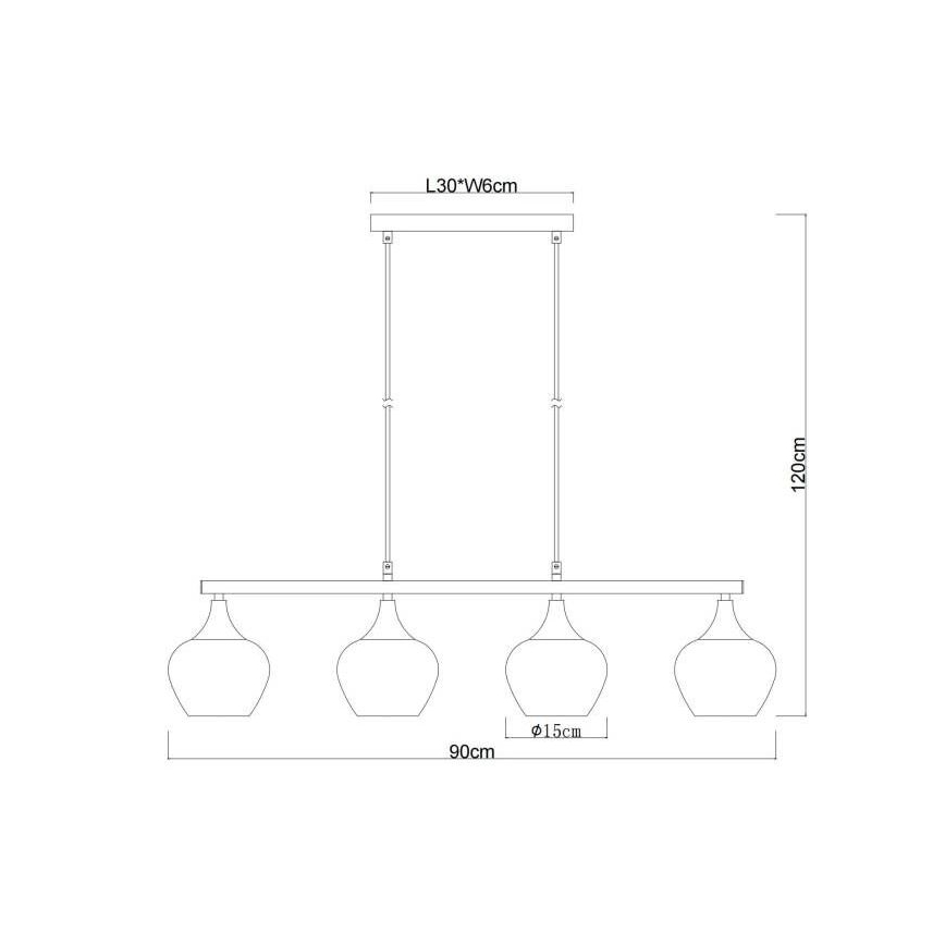 Globo - Chandelier on a string 4xE27/40W/230V black