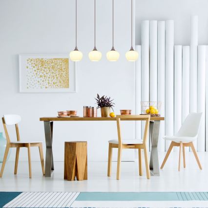 Globo - Chandelier on a string 4xE27/40W/230V white/brown