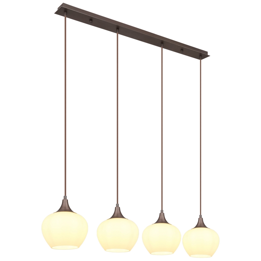 Globo - Chandelier on a string 4xE27/40W/230V white/brown