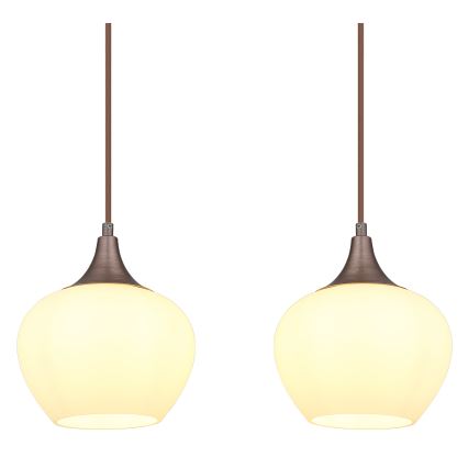 Globo - Chandelier on a string 4xE27/40W/230V white/brown