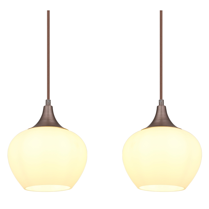 Globo - Chandelier on a string 4xE27/40W/230V white/brown