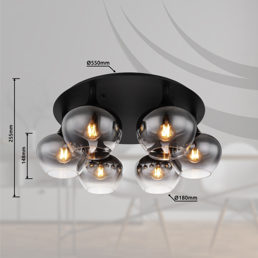 Globo - Surface-mounted chandelier 6xE27/40W/230V Ø 65 cm black