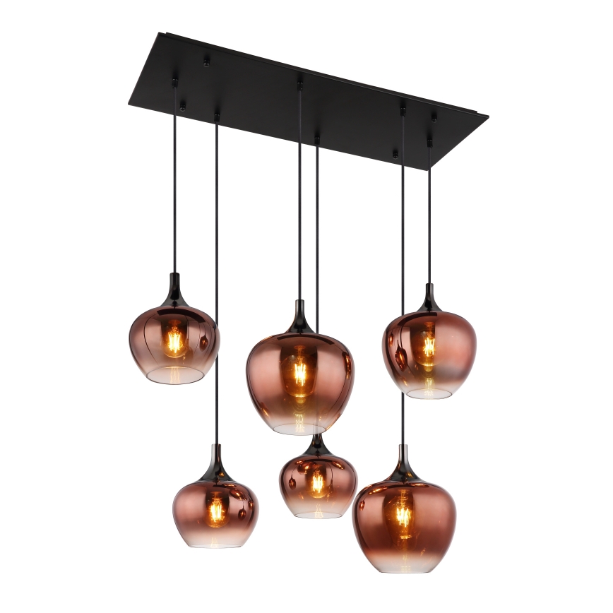 Globo - Chandelier on a string 6xE27/40W/230V brown/smoky