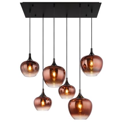 Globo - Chandelier on a string 6xE27/40W/230V brown/smoky
