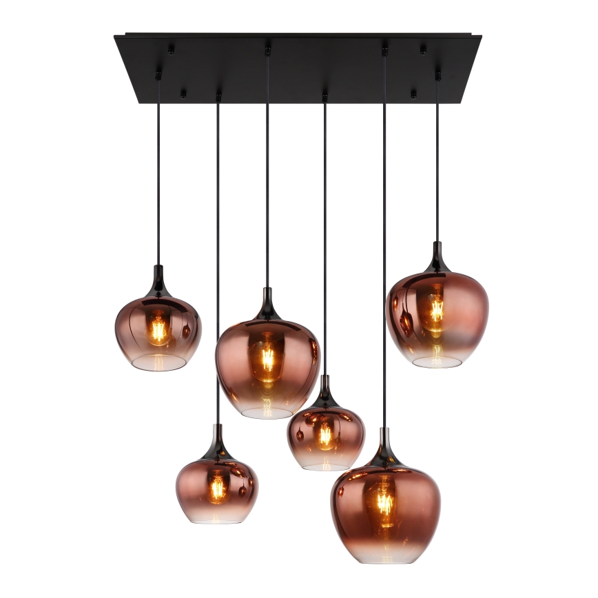 Globo - Chandelier on a string 6xE27/40W/230V brown/smoky
