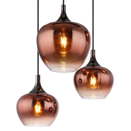 Globo - Chandelier on a string 6xE27/40W/230V brown/smoky