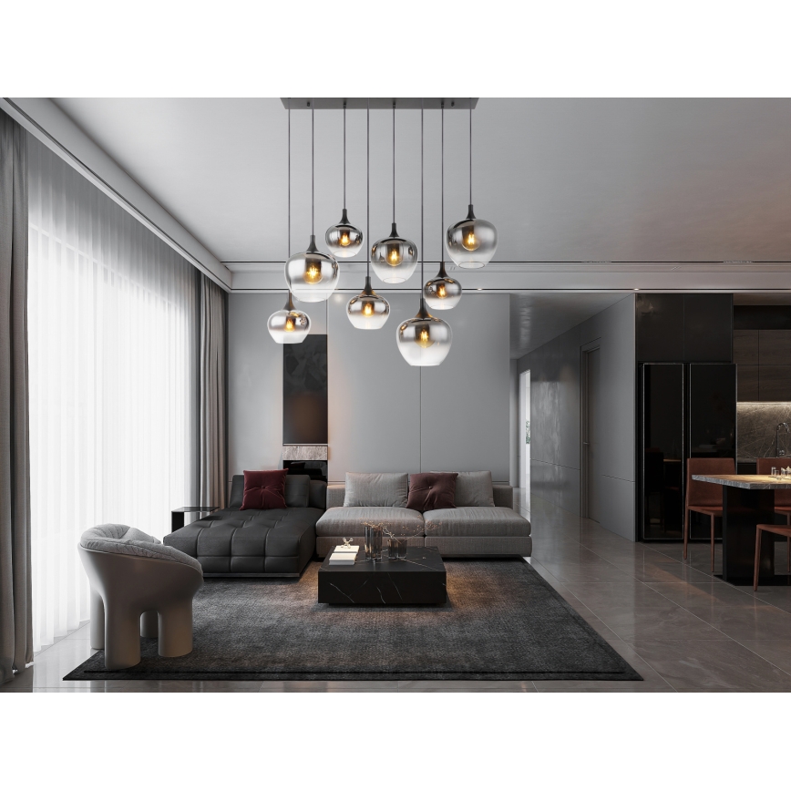 Globo - Cable Pendant Chandelier 8xE27/40W/230V, Black
