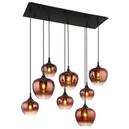 Globo - Cable-suspended pendant, 8xE27/40W/230V, copper