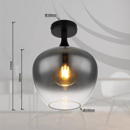 Globo - Ceiling light 1xE27/40W/230V smoke