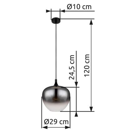 Globo - Chandelier on a string 1xE27/60W/230V d. 29 cm black