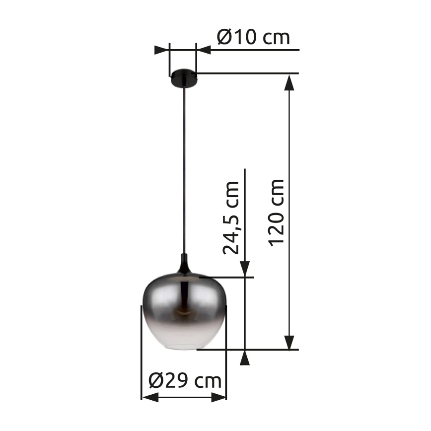 Globo - Chandelier on a string 1xE27/60W/230V d. 29 cm black