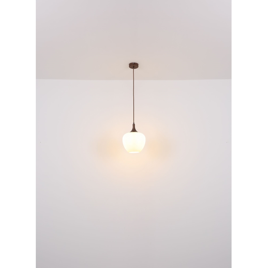 Globo - Chandelier on a string 1xE27/60W/230V d. 29 cm white/brown