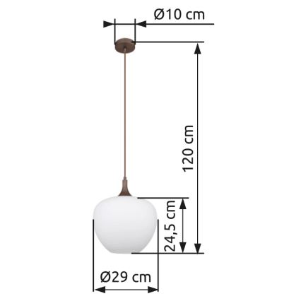 Globo - Chandelier on a string 1xE27/60W/230V d. 29 cm white/brown