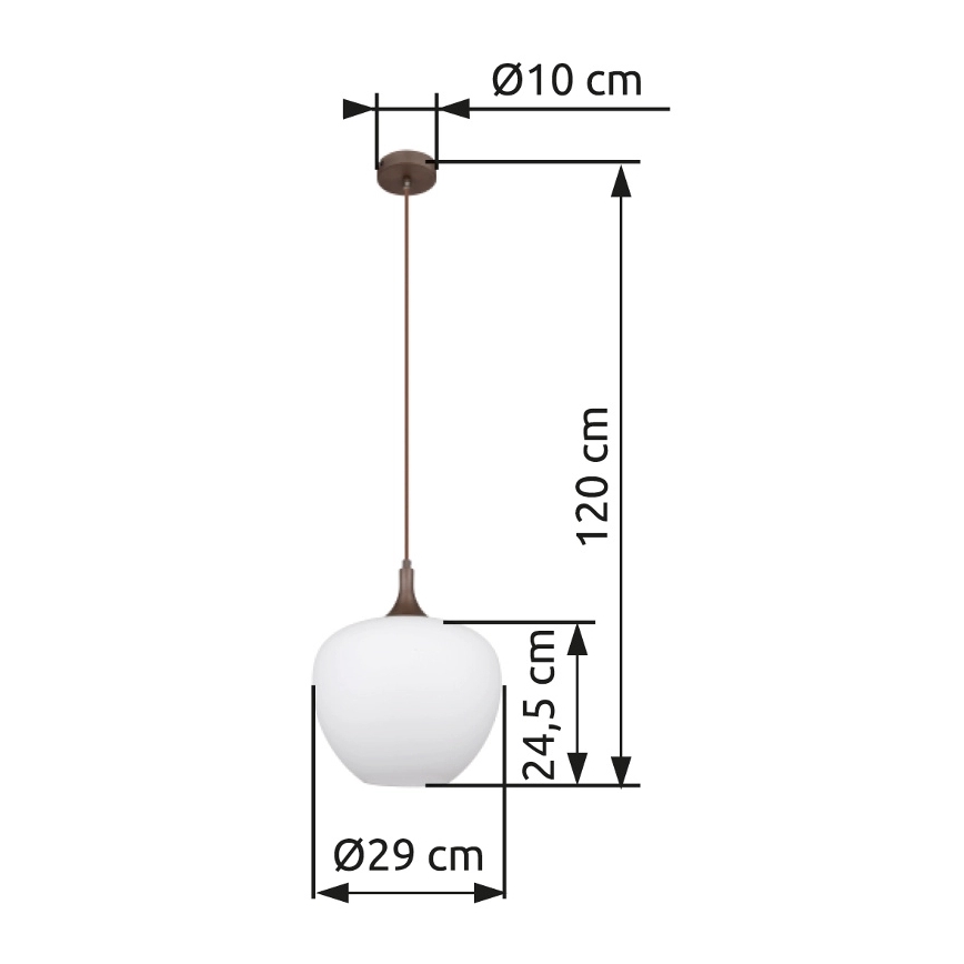 Globo - Chandelier on a string 1xE27/60W/230V d. 29 cm white/brown