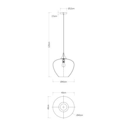 Globo - Chandelier on a string 1xE27/60W/230V d. 40 cm black