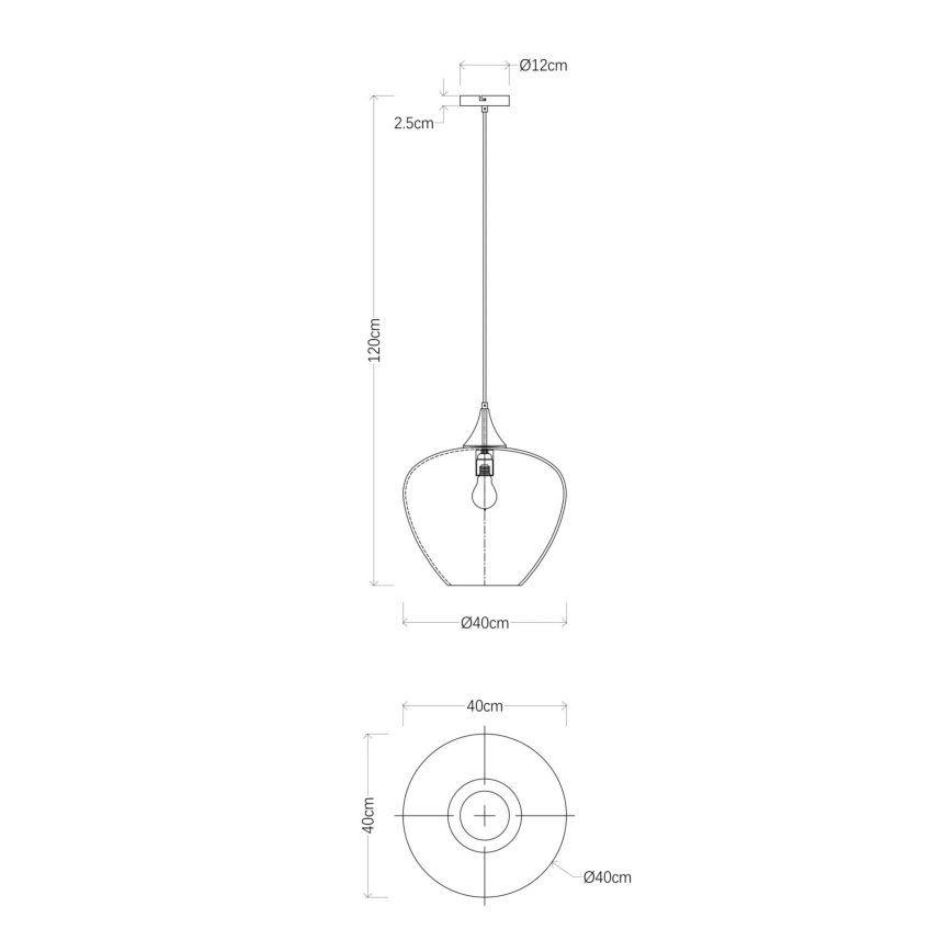 Globo - Chandelier on a string 1xE27/60W/230V d. 40 cm black