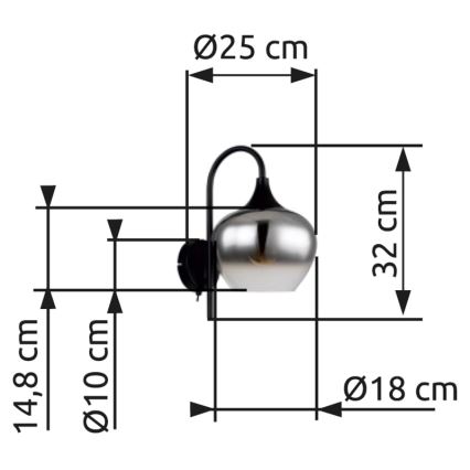 Globo - Wall lamp 1xE27/40W/230V black