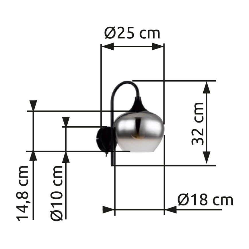 Globo - Wall lamp 1xE27/40W/230V black