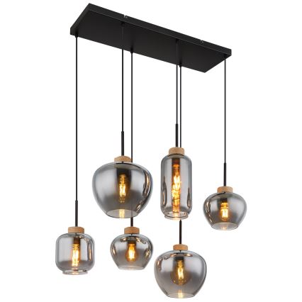 Globo - Cable Pendant Light 6xE27/40W/230V, Black