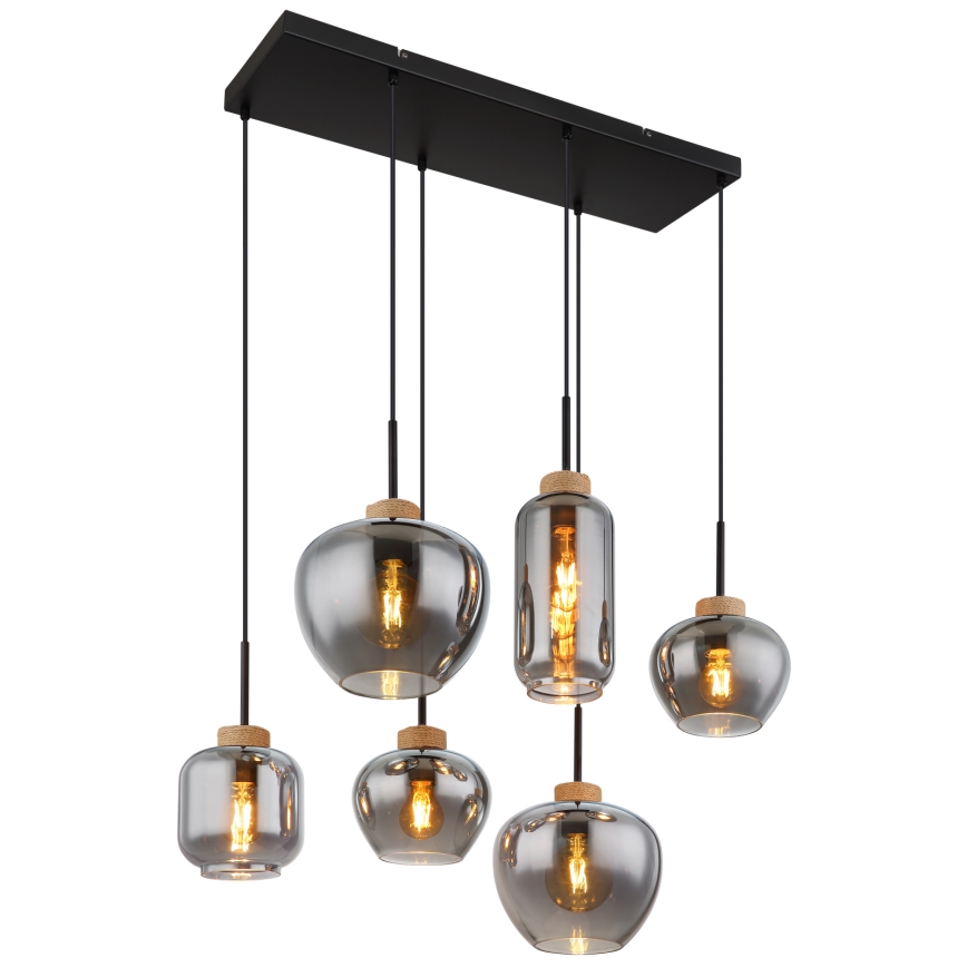 Globo - Cable Pendant Light 6xE27/40W/230V, Black