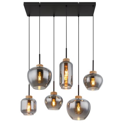 Globo - Cable Pendant Light 6xE27/40W/230V, Black