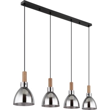 Globo 15550-4H - MATTEA cable-suspended pendant, 4xE27/6W/230V, black/smoked