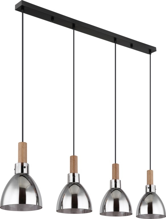Globo 15550-4H - MATTEA cable-suspended pendant, 4xE27/6W/230V, black/smoked