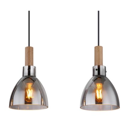 Globo 15550-4H - MATTEA cable-suspended pendant, 4xE27/6W/230V, black/smoked