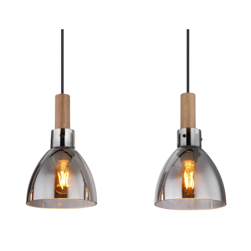 Globo 15550-4H - MATTEA cable-suspended pendant, 4xE27/6W/230V, black/smoked