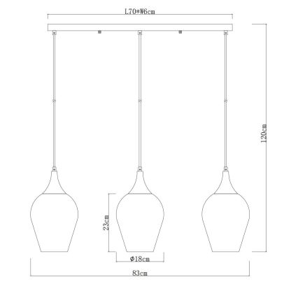 Globo - Chandelier on a string 3xE27/60W/230V