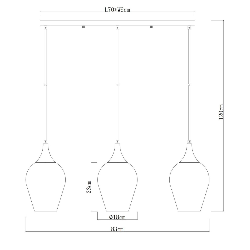 Globo - Chandelier on a string 3xE27/60W/230V