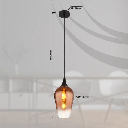 Globo - Chandelier on a string 1xE27/60W/230V d. 18 cm copper