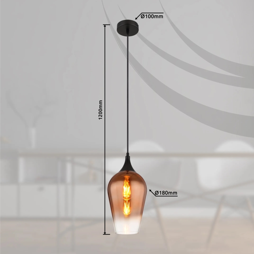 Globo - Chandelier on a string 1xE27/60W/230V d. 18 cm copper