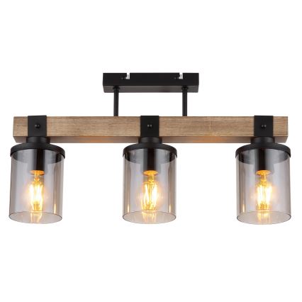 Globo - Surface-mounted chandelier 3xE27/60W/230V oak
