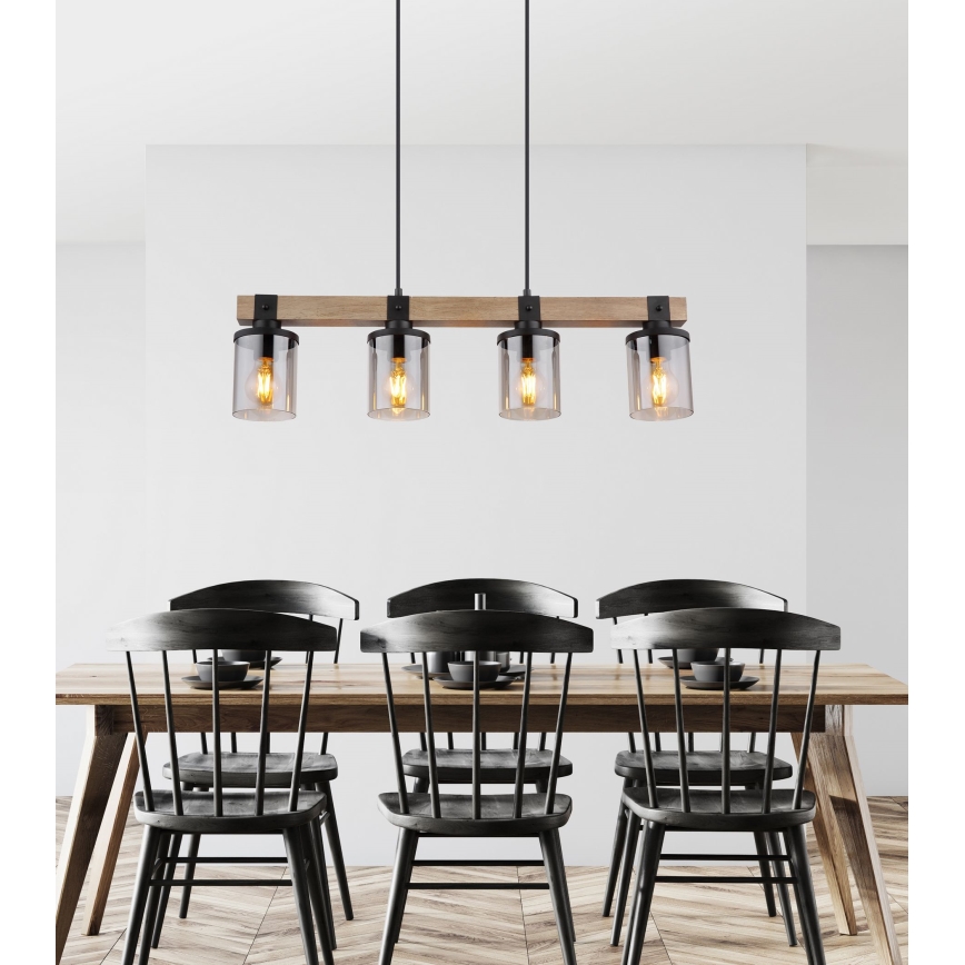 Globo - Chandelier on a string 4xE27/60W/230V oak