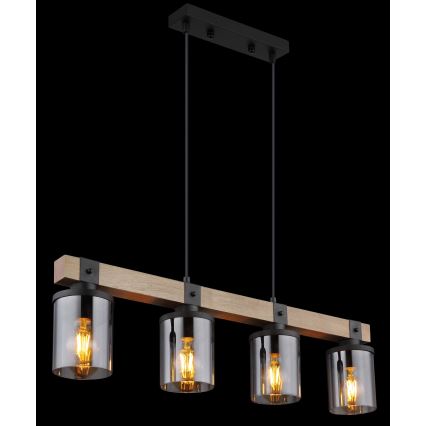 Globo - Chandelier on a string 4xE27/60W/230V oak