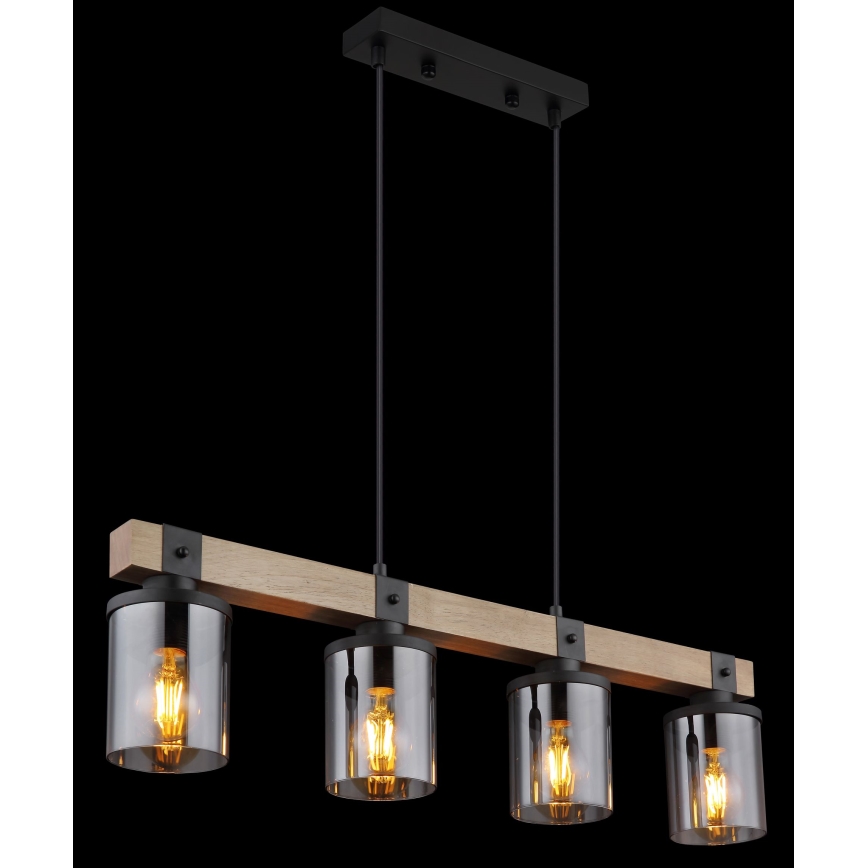 Globo - Chandelier on a string 4xE27/60W/230V oak