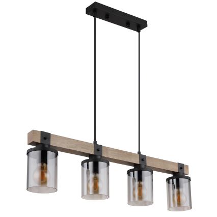 Globo - Chandelier on a string 4xE27/60W/230V oak