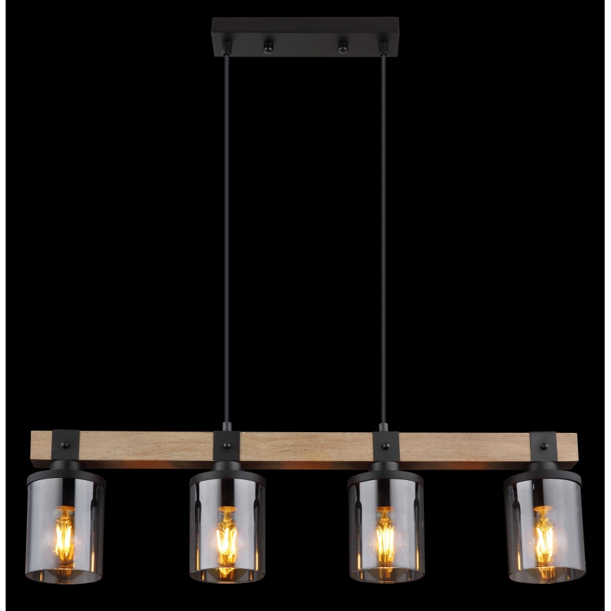 Globo - Chandelier on a string 4xE27/60W/230V oak