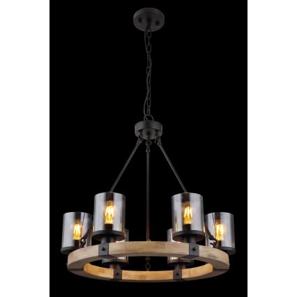Globo - Chandelier on a chain 6xE27/60W/230V oak