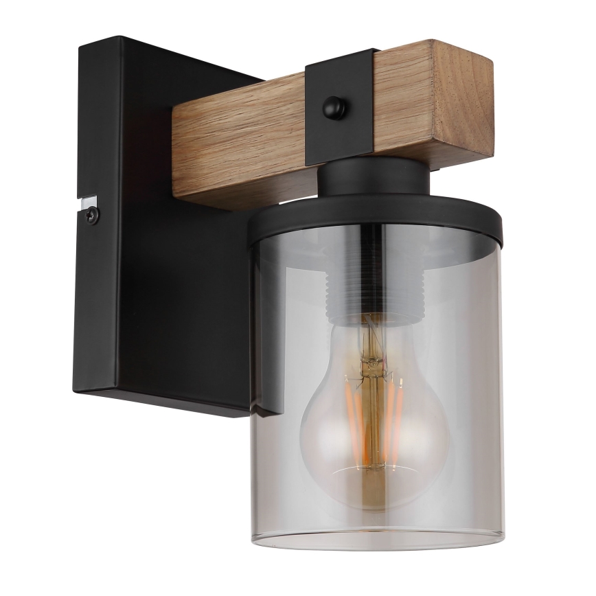 Globo - Wall lamp 1xE27/60W/230V oak/smoky
