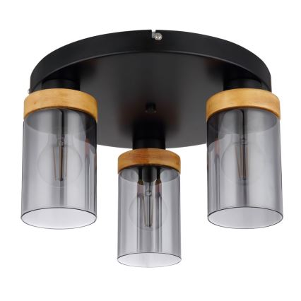 Globo - Surface-mounted chandelier 3xE27/40W/230V metal/wood