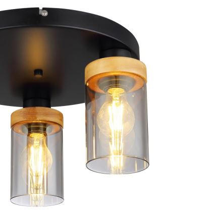Globo - Surface-mounted chandelier 3xE27/40W/230V metal/wood