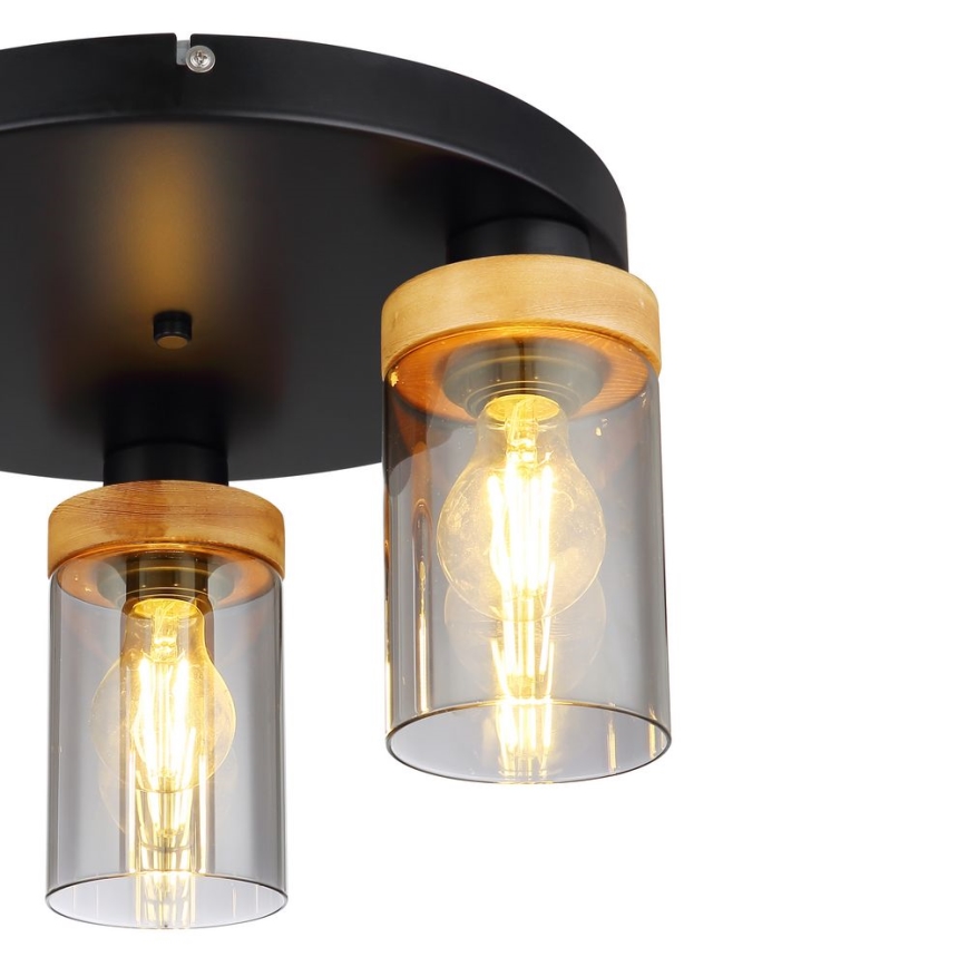 Globo - Surface-mounted chandelier 3xE27/40W/230V metal/wood