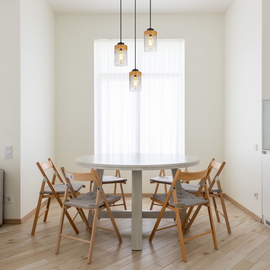 Globo - Chandelier on a string 3xE27/40W/230V metal/wood