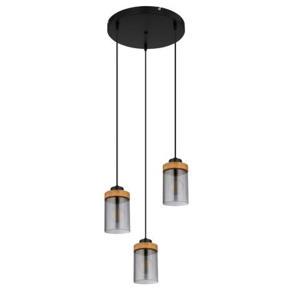 Globo - Chandelier on a string 3xE27/40W/230V metal/wood