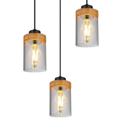 Globo - Chandelier on a string 3xE27/40W/230V metal/wood